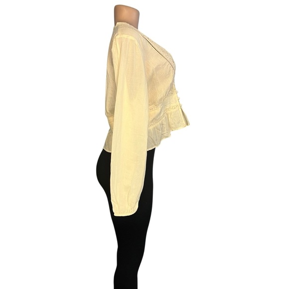 American Eagle Cream Long Sleeve Lace Blouse - Picture 5 of 8